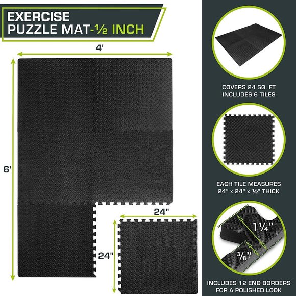 ½”, Interlocking Foam Floor Tiles for Home Gym Mat - Picture 2 of 6